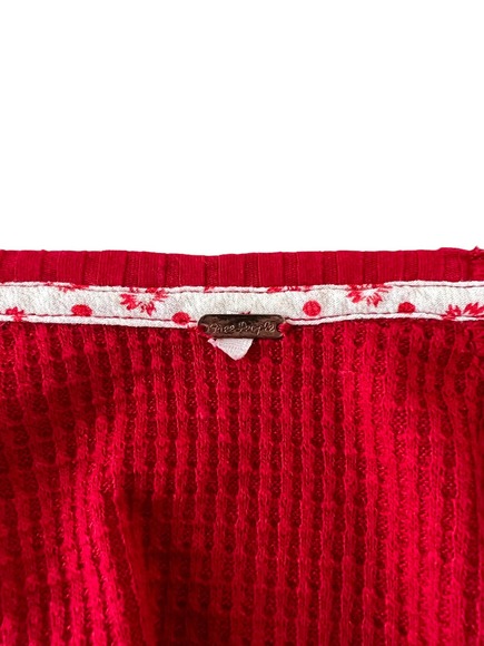 Free People Two Toned Faux Wrap Pullover Top Long Sleeve Red L Large - Picture 3 of 7